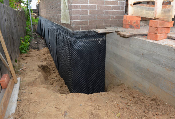 Happy homeowners after waterproofing job in Rush